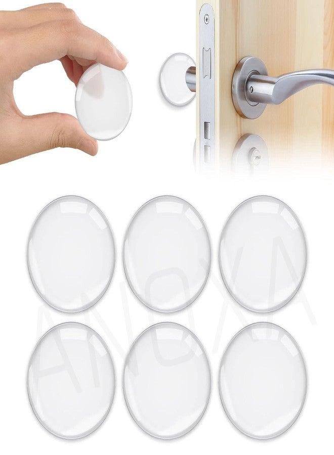 ANOXA 6 Pcs Wall Handle Stopper, Door Stopper, Silicone Clear Round Wall Protector, Self Adhesive Door Bumpers, Door Handles, Wall Bumpers, Refrigerator - Image 1
